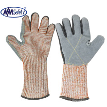 NMSAFETY ANSI cut A9 long cuff heavy duty industrial durable mechanic work glove EN3884544F